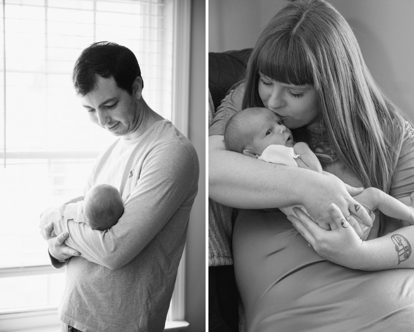Natural newborn photo session taken at home in Richmond, VA, showing quiet, heartfelt family moments.